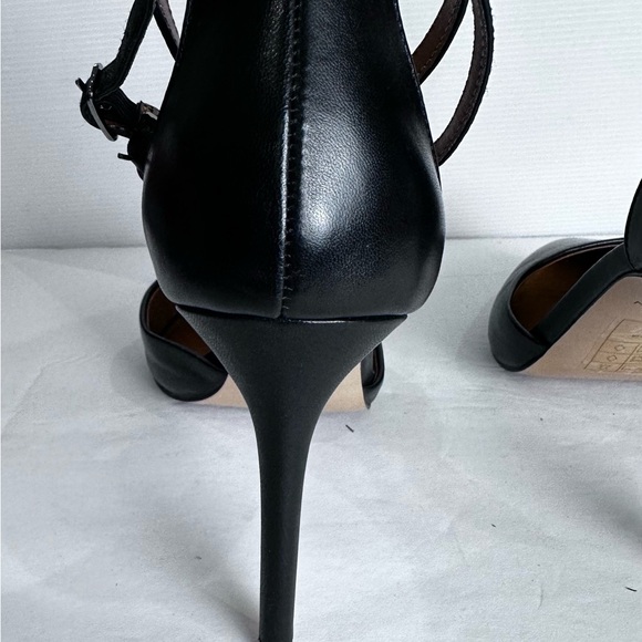 Halston LONDON Womens Sz 9M BLACK SHEEP NAPPALeather STILETO High Heel Ankle Str - Picture 7 of 14